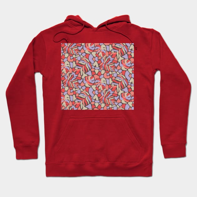 Matisse Coral Tropical Leaves Hoodie by Carolina Díaz